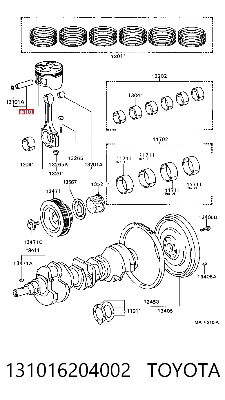 Поршень в комплекте на 1 цилиндр, STD на Toyota Camry III V10