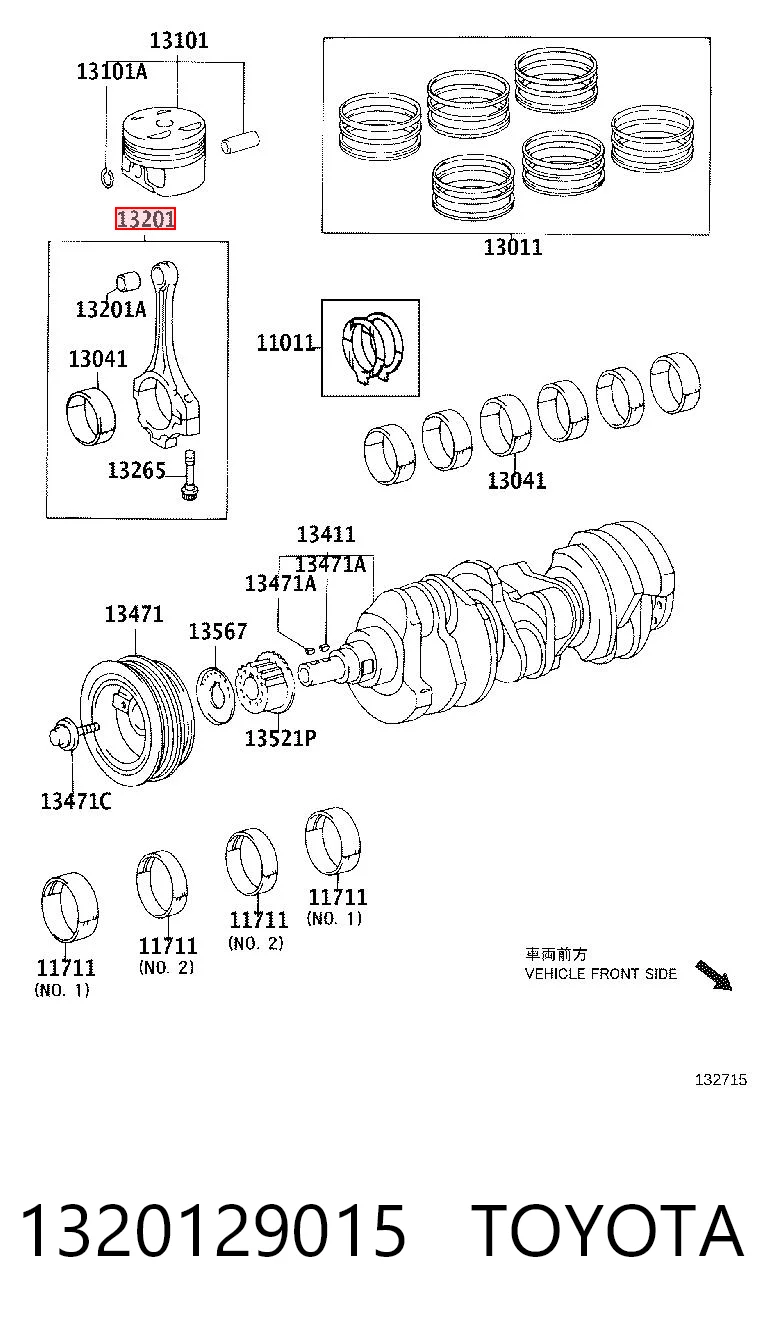 1320129015 Toyota Шатун двигателя