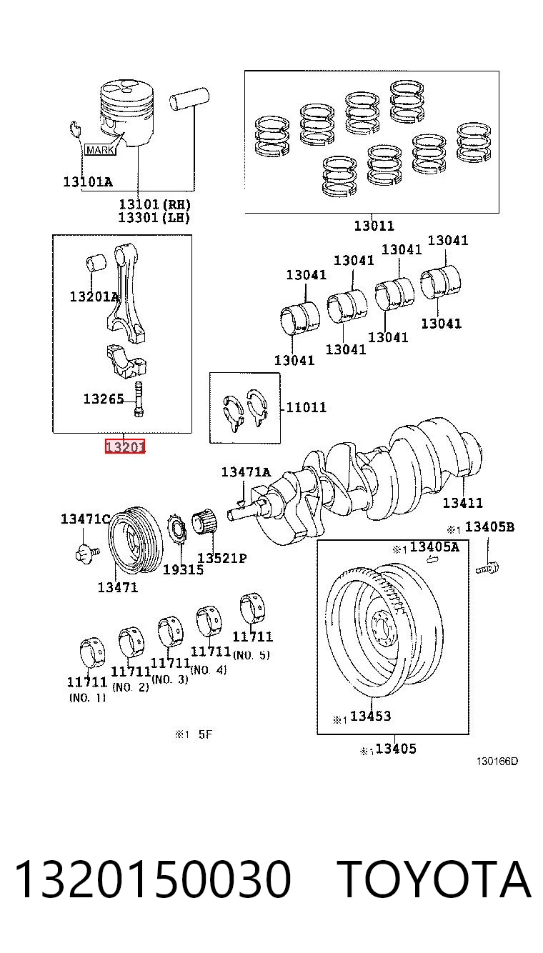 1320150030 Toyota Шатун двигателя