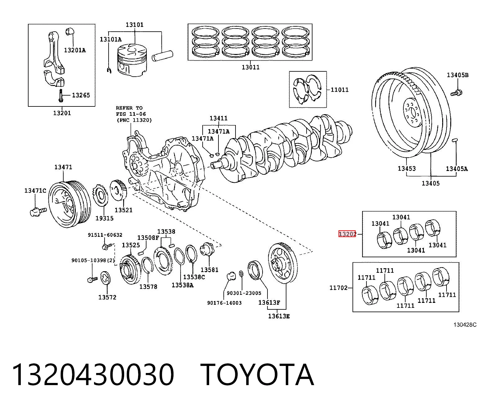 Вкладыши коленвала шатунные, комплект, 1-й ремонт (+0,25) Toyota Land Cruiser J150