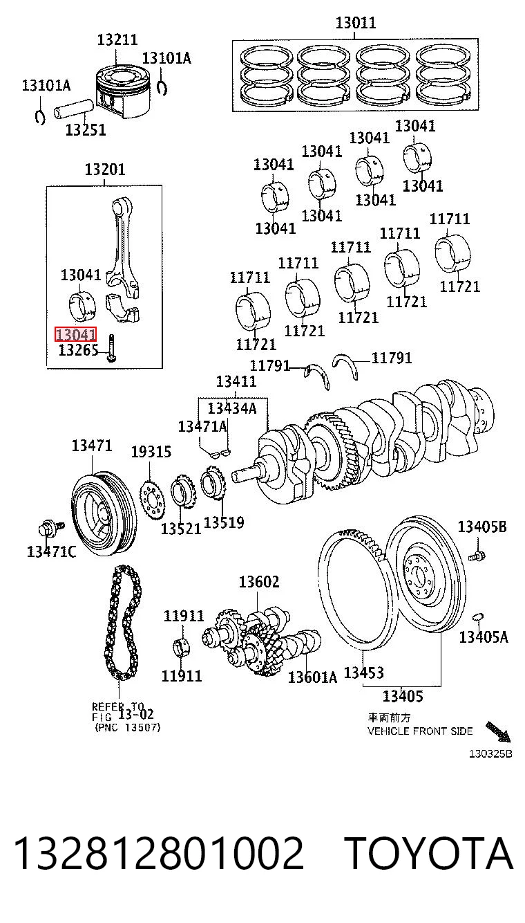 132812801002 Toyota Комплект подшипников скольжения