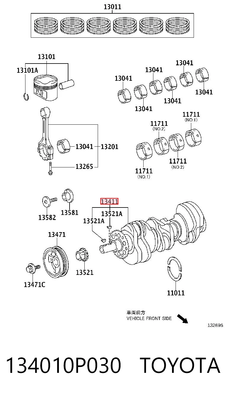 134010P030 Toyota Коленвал двигателя