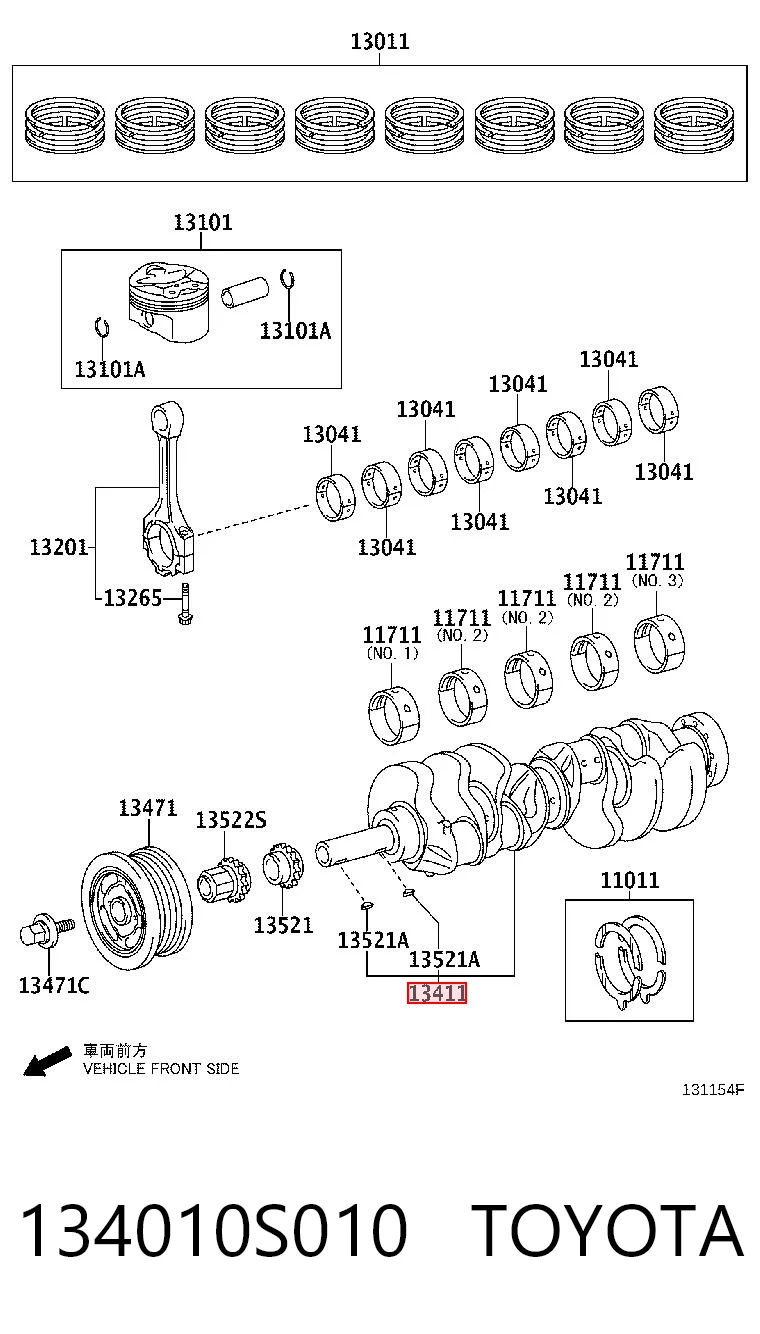 134010S010 Toyota Коленвал двигателя