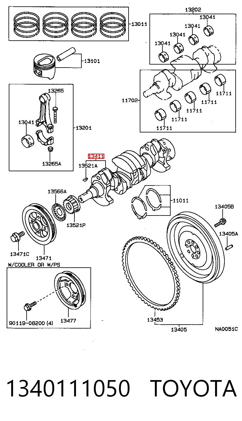 1340111050 Toyota Коленвал двигателя