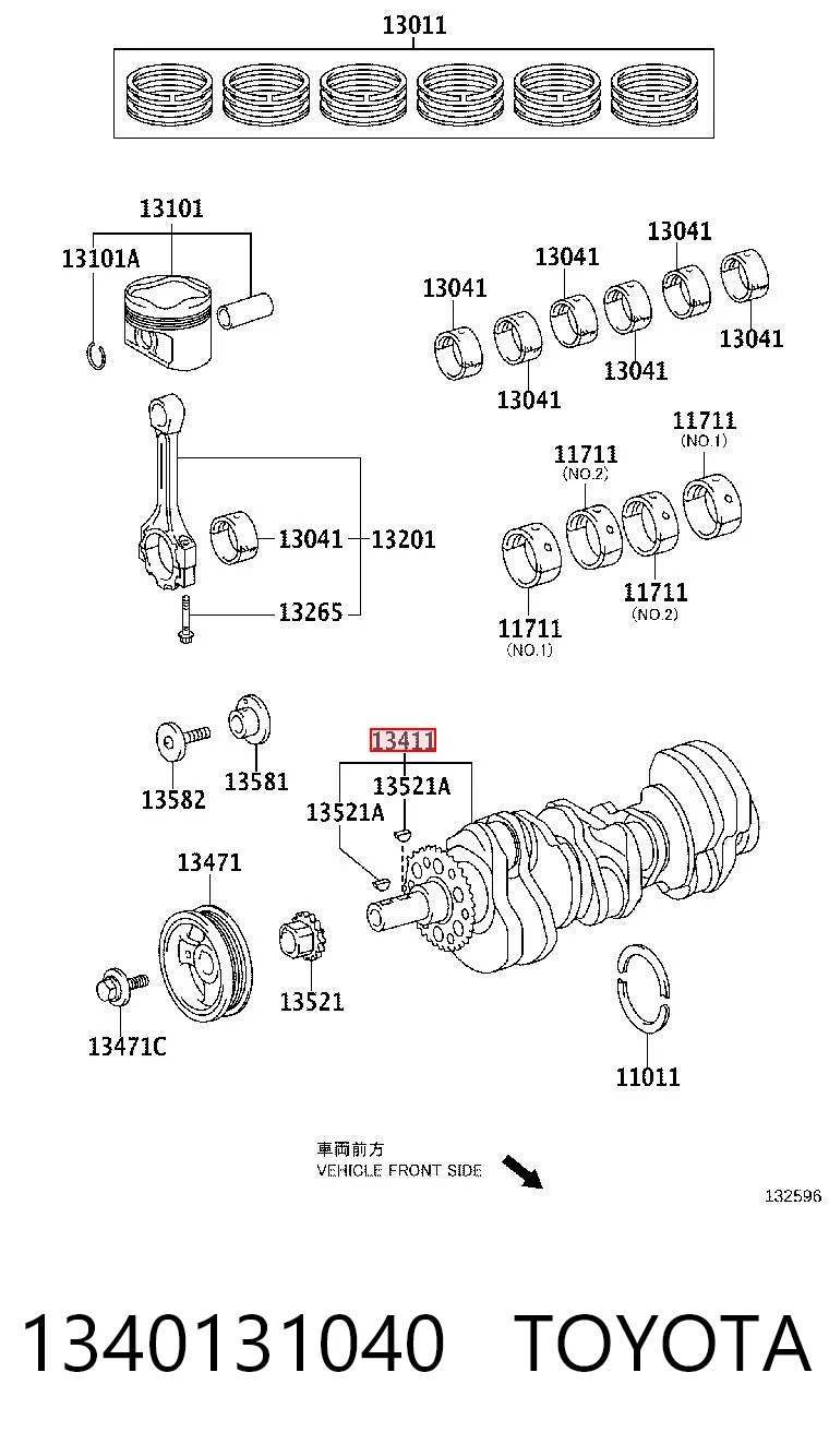 Коленвал двигателя на Lexus RX 300/330/350/400H U3