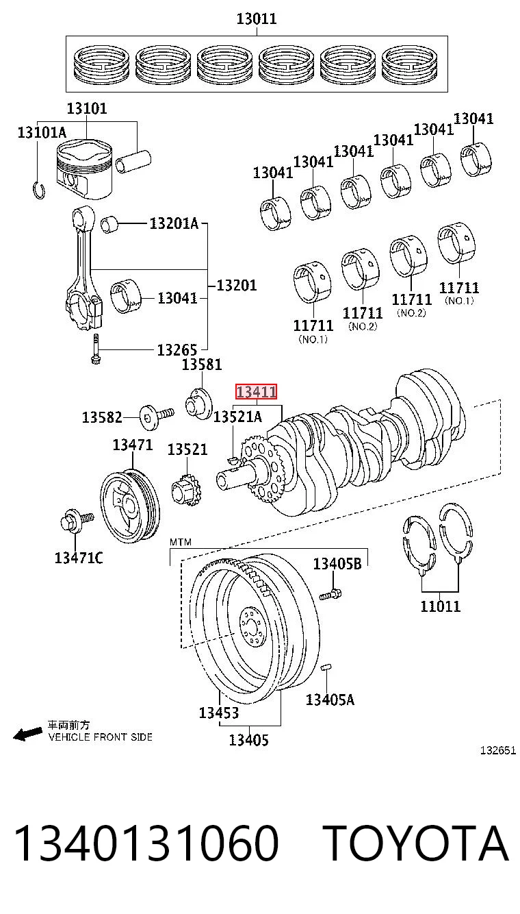 1340131060 Toyota Коленвал двигателя