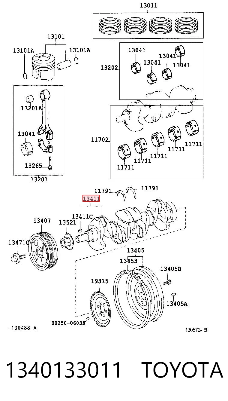 1340133011 Toyota Коленвал двигателя