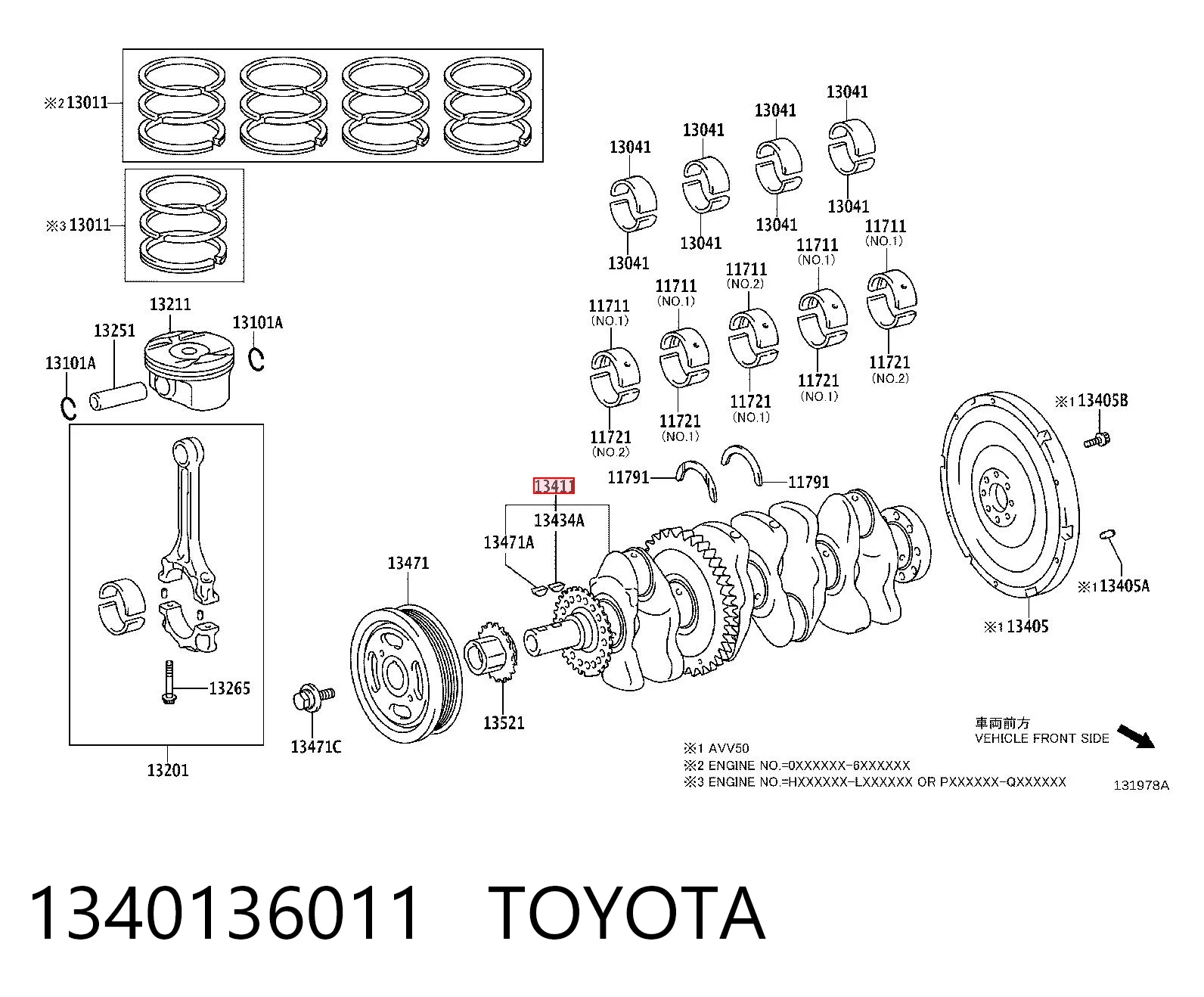1340136011 Toyota Коленвал двигателя