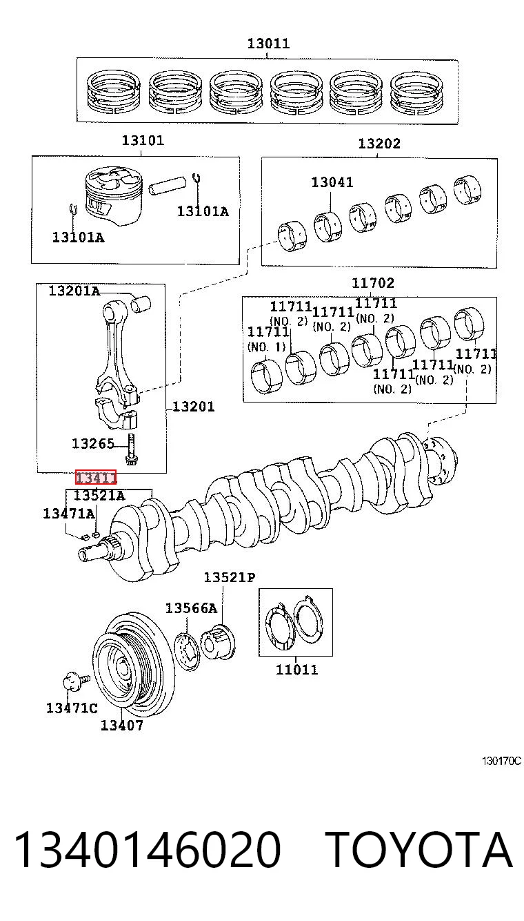 1340146020 Toyota Коленвал двигателя