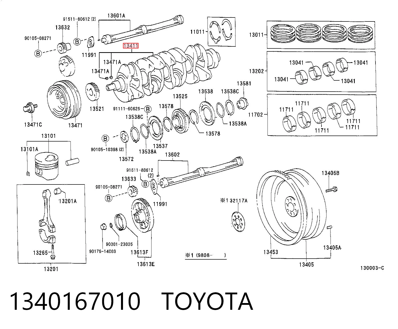 1340167010 Toyota Коленвал двигателя