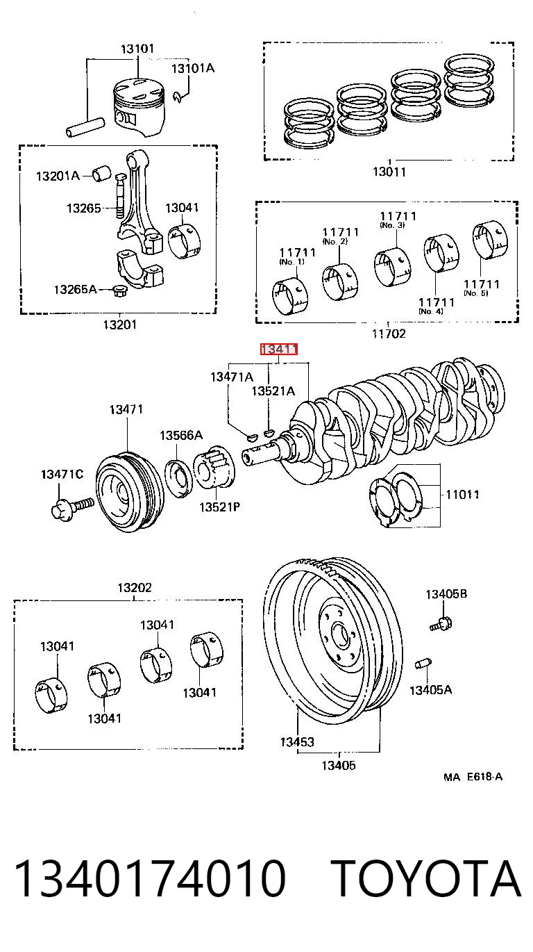 1340174010 Toyota Коленвал двигателя