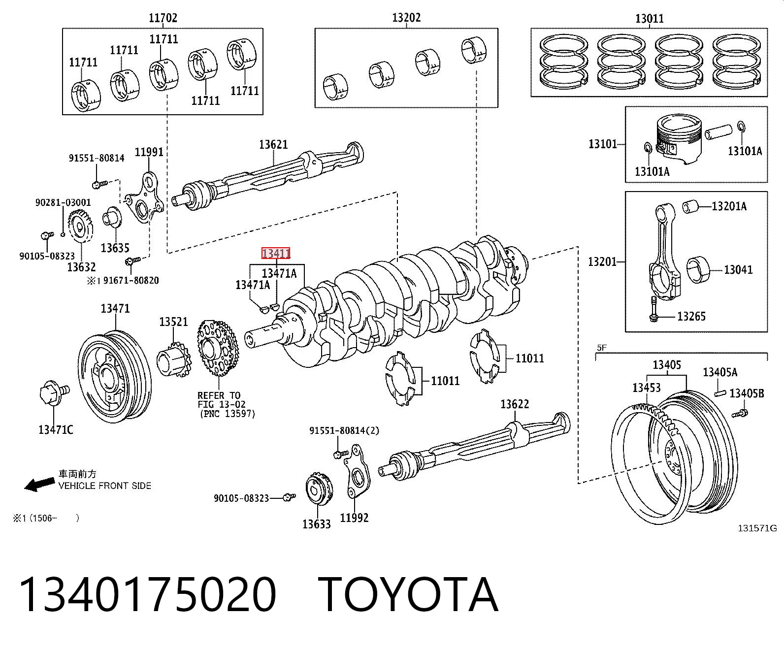1340175020 Toyota Коленвал двигателя