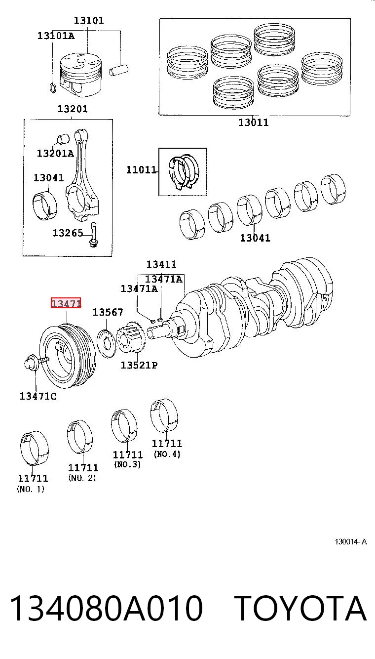 134080A010 Toyota Шкив коленчатого вала