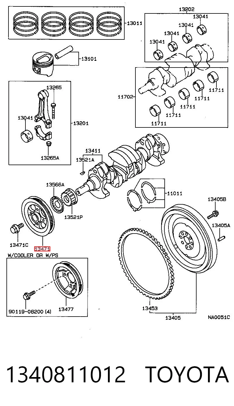 Шкив коленвала (демпфер) Toyota Corolla лифтбек (E9) (1987 - 1992) цена, от 34.91 USD