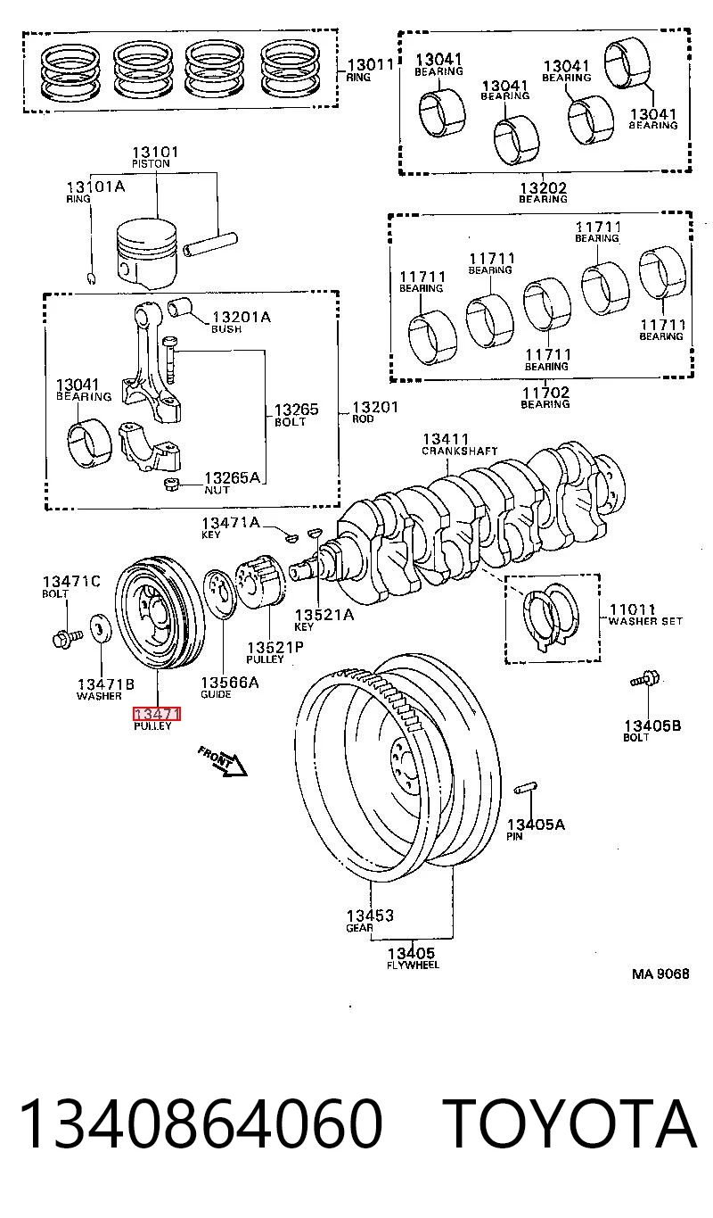Шкив коленвала (демпфер) Toyota Corolla лифтбек (E10) (1992 - 1997) цена, от 53.73 USD