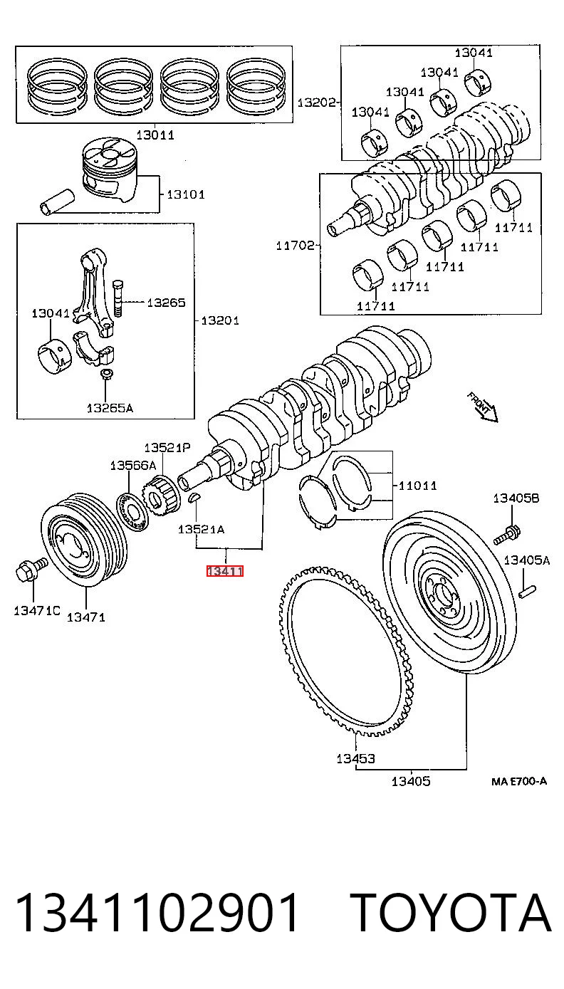 1341102901 Toyota Коленвал двигателя