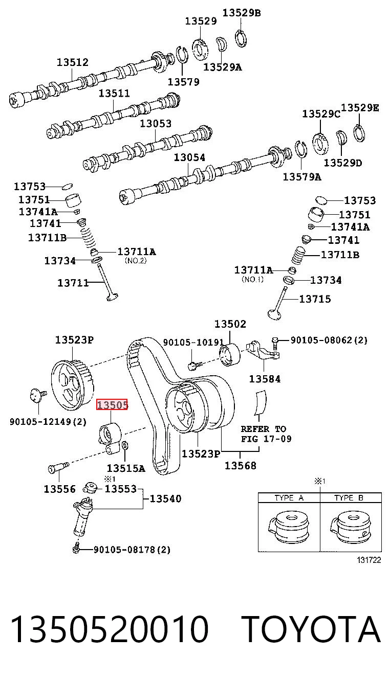 Ролик натяжителя ремня ГРМ на Lexus RX 300 MCU1