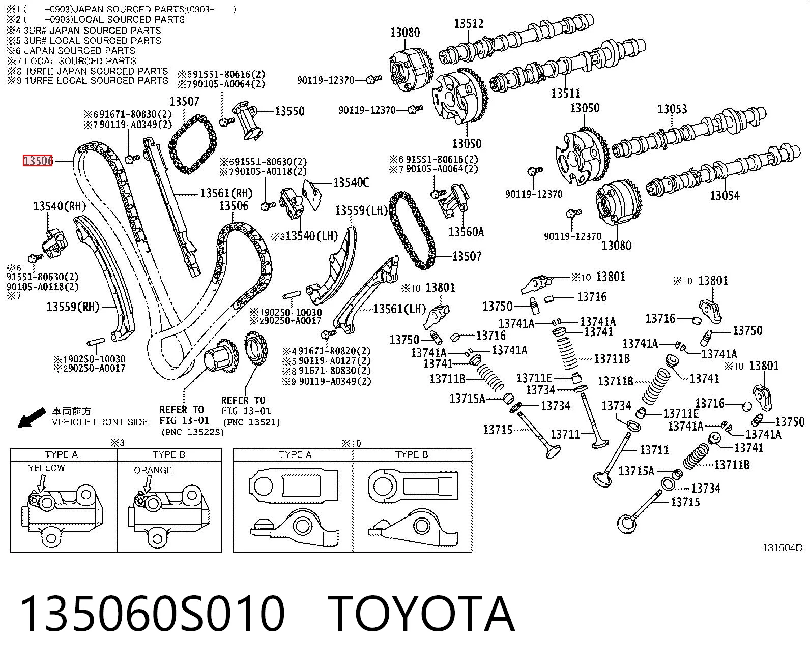 135060S010 Toyota Цепь ГРМ левая
