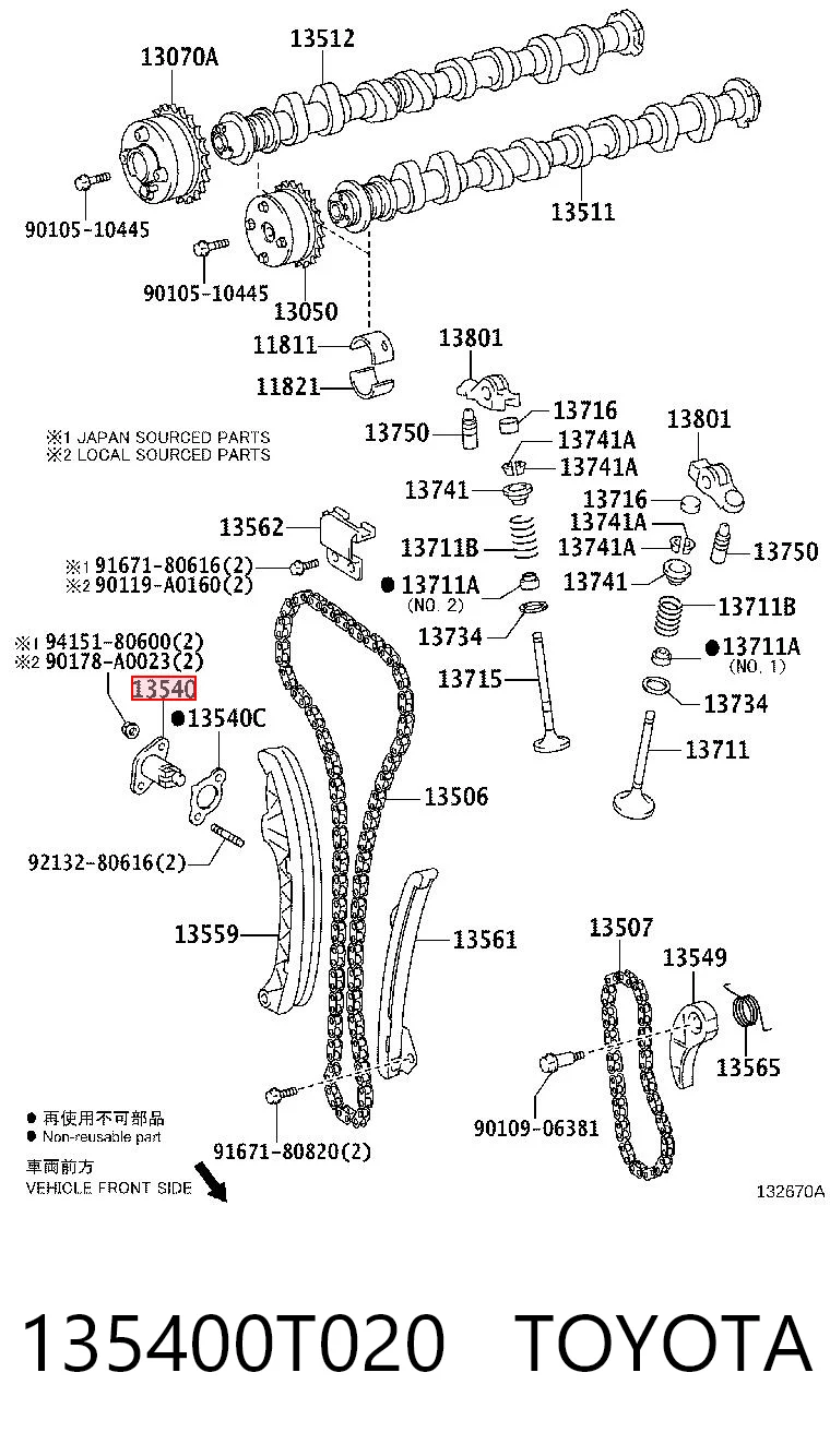 135400T020 Toyota Гидронатяжитель цепи
