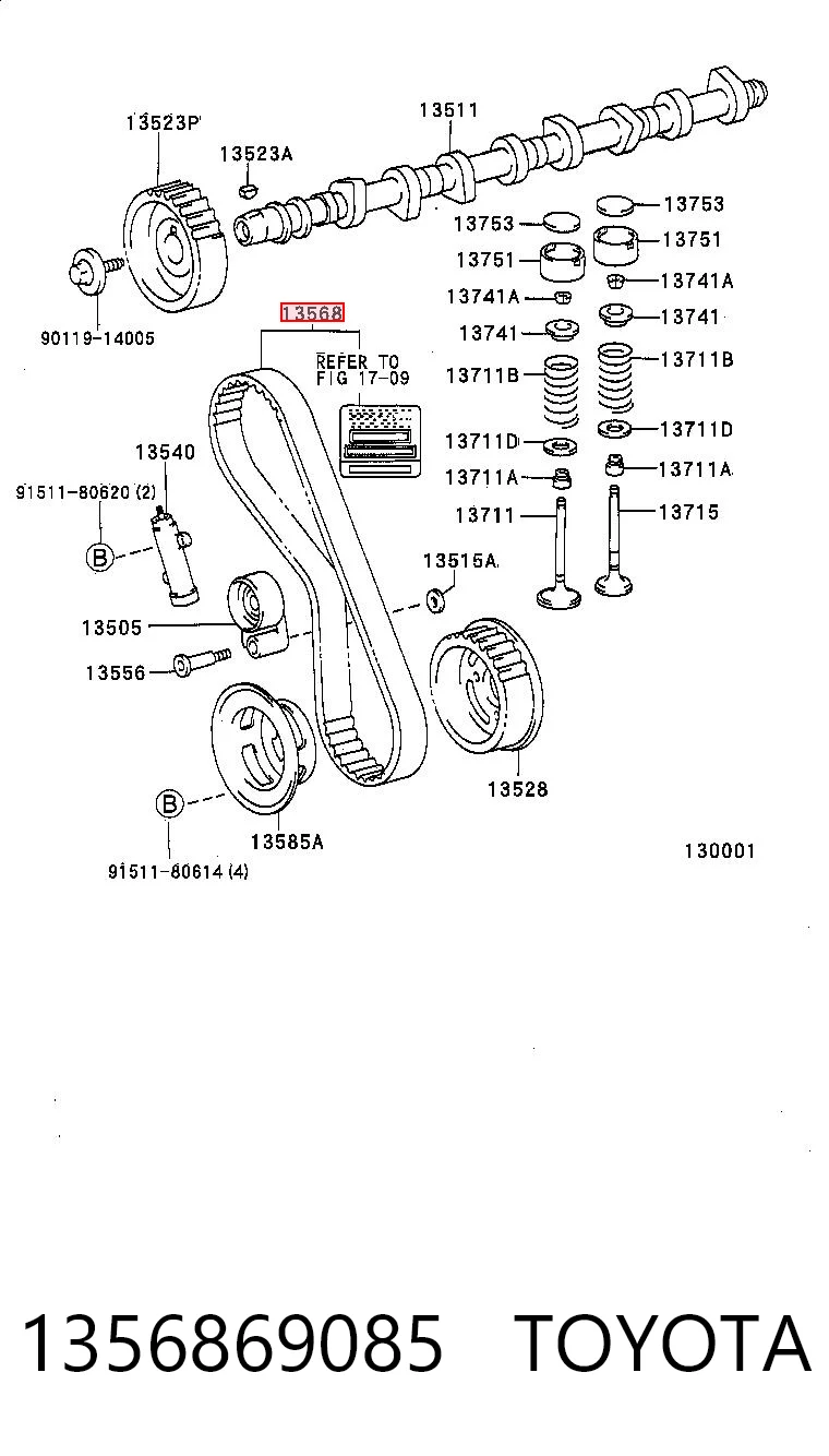 Зубчатый ремень Toyota Land Cruiser 90 внедорожник (J9) (1996 - 2002) цена, от 33.46 USD