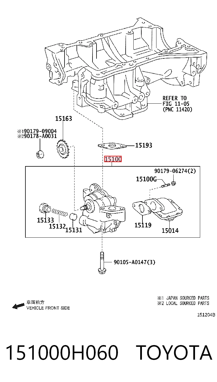 Масляный насос двигателя на Toyota Highlander I ACU2, MCU2