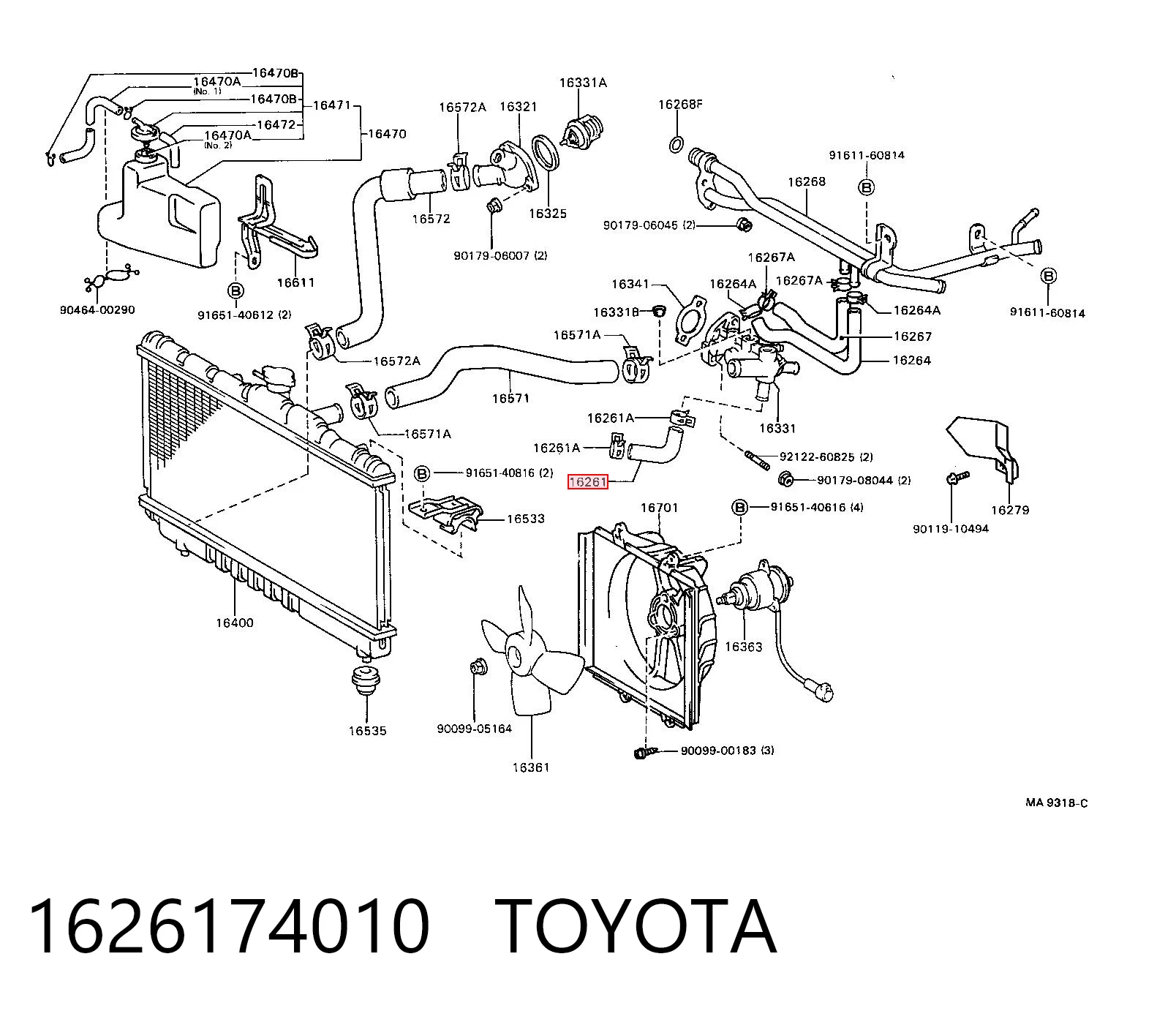 Шланг термостата на Toyota Camry II V2