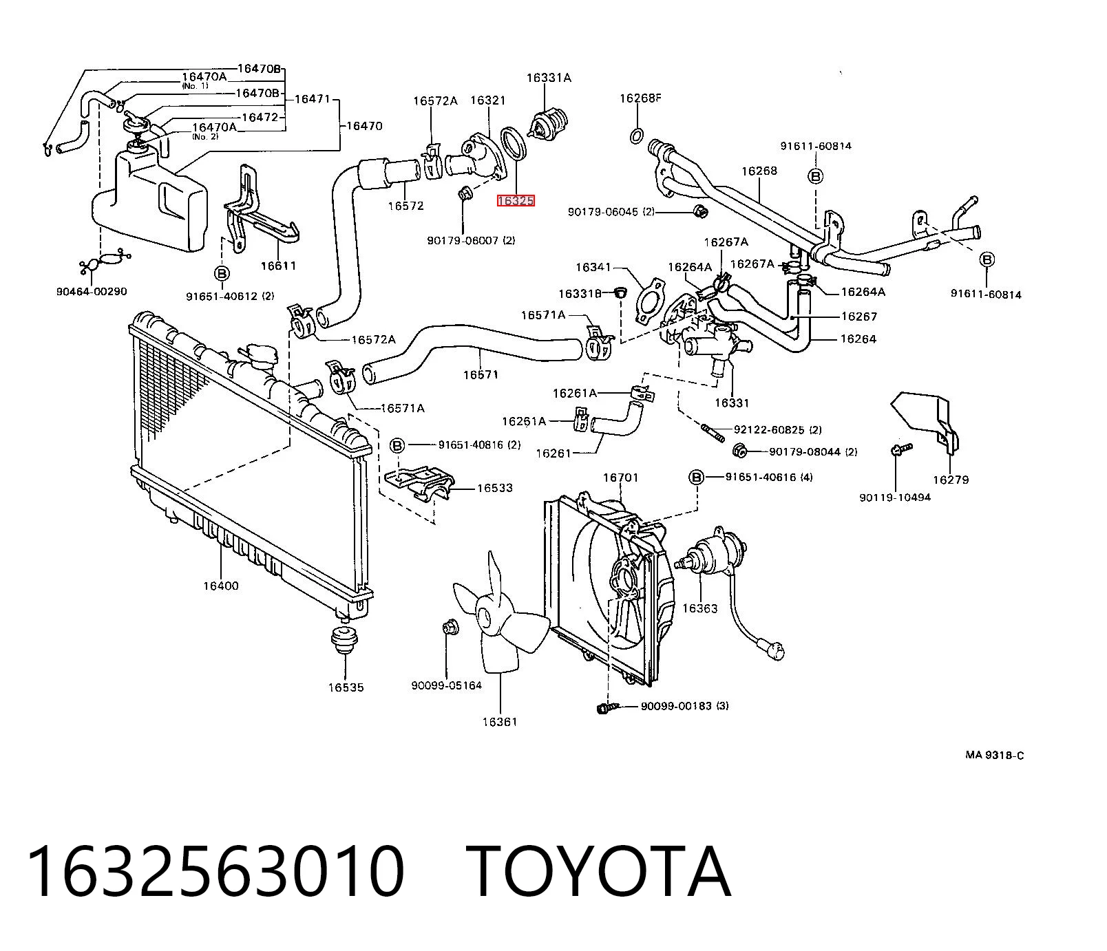 Прокладка термостата Toyota Corolla лифтбек (E10) (1992 - 1997) цена, от 3.05 USD