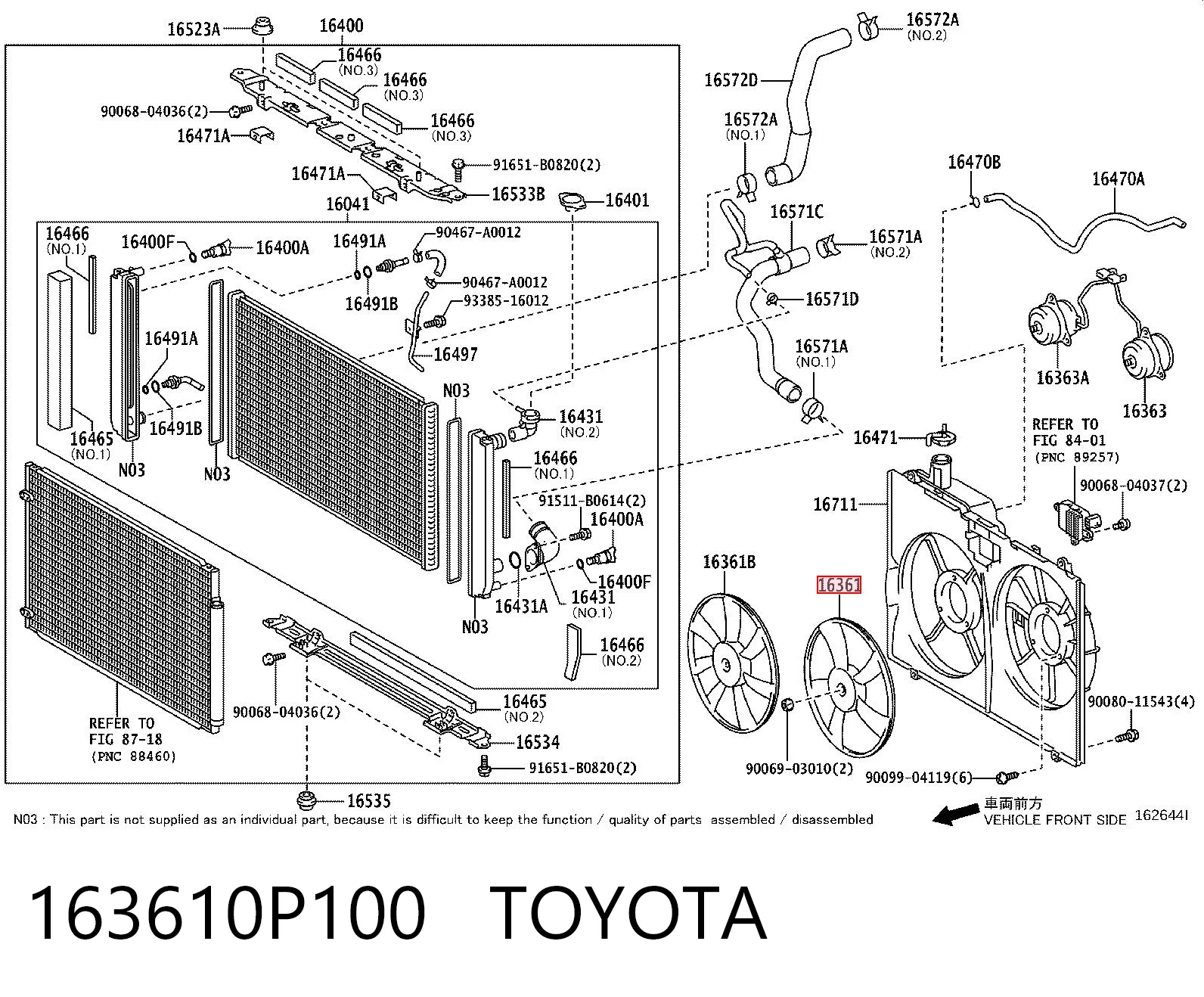 163610P100 Toyota Рамка вентилятора