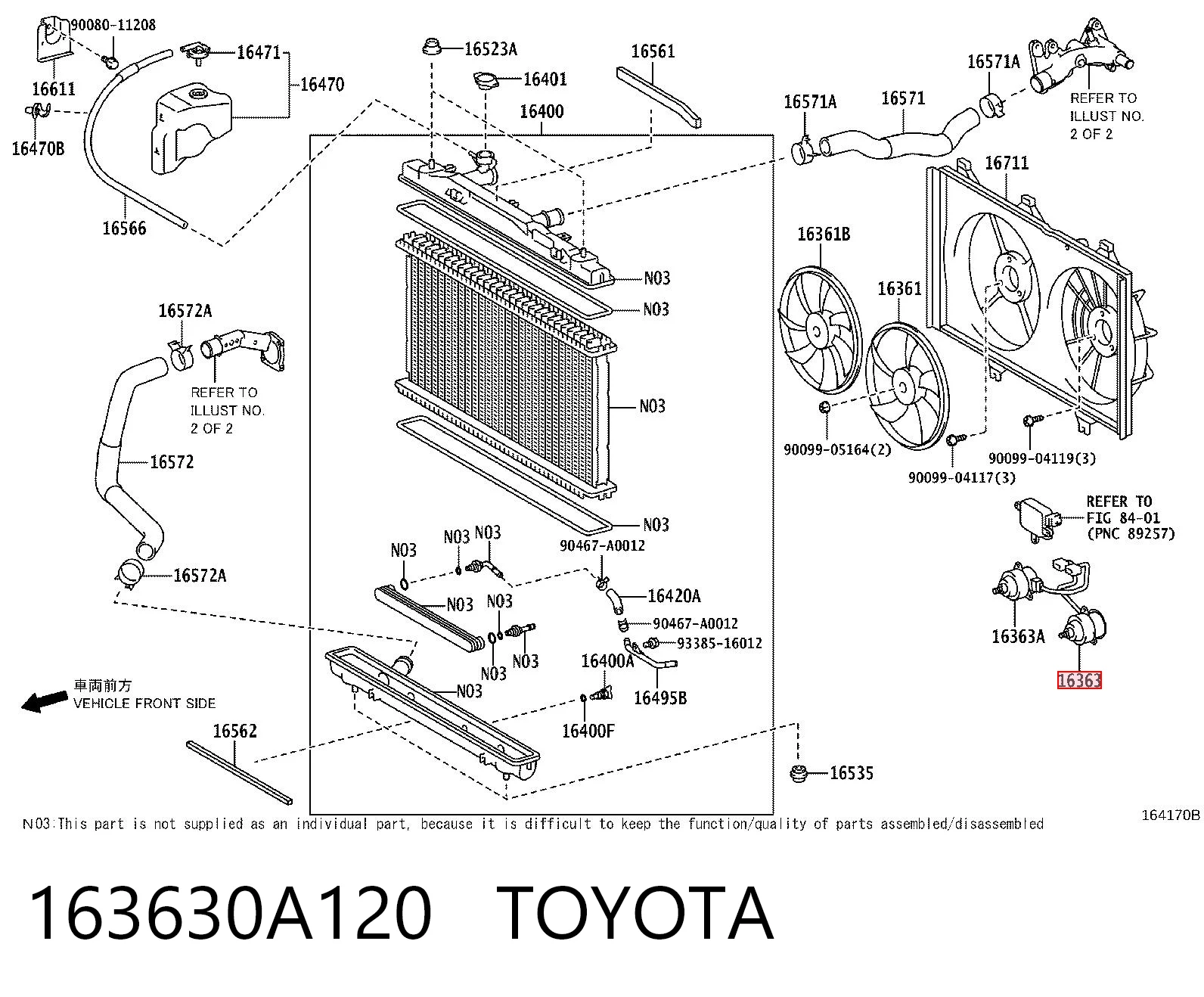 163630A120 Toyota Мотор вентилятора системы охлаждения левый