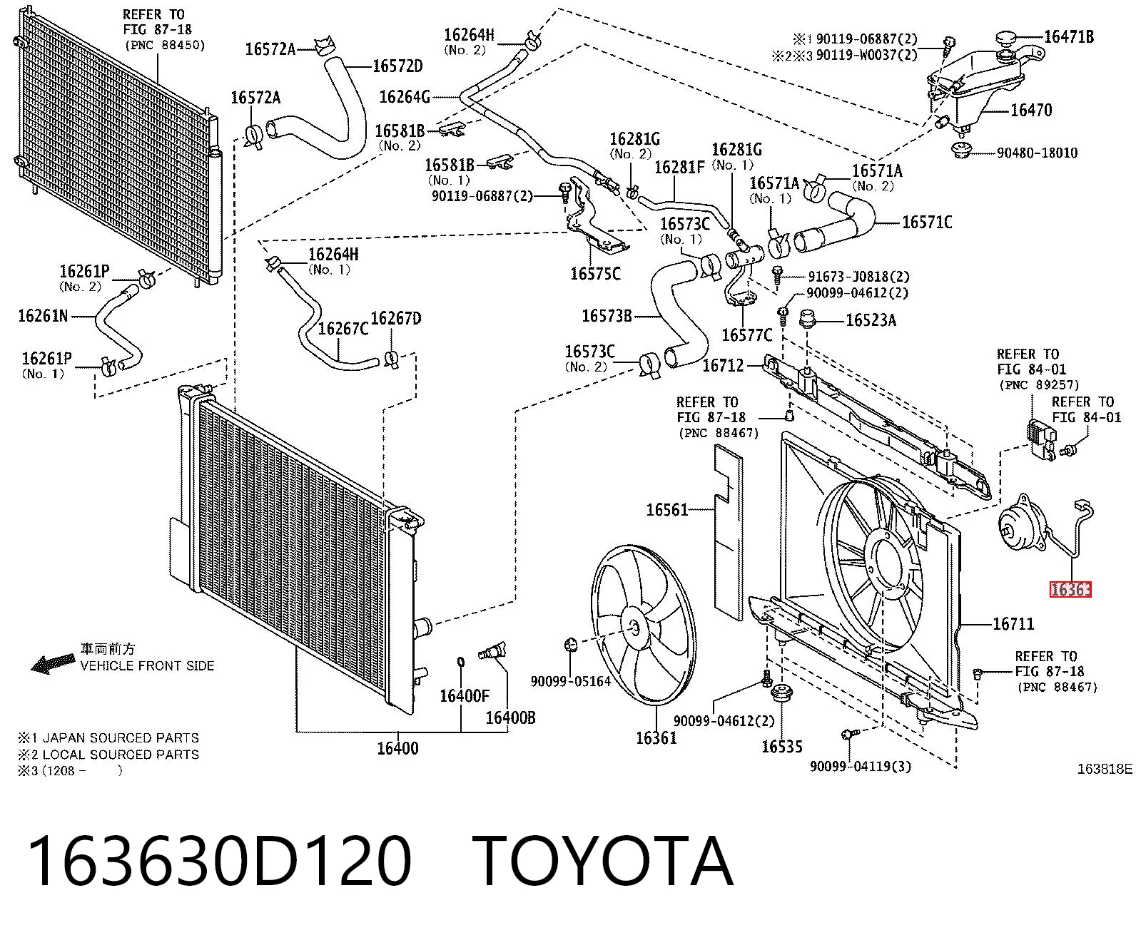 163630D120 Toyota Электродвигатель вентилятора системы охлаждения