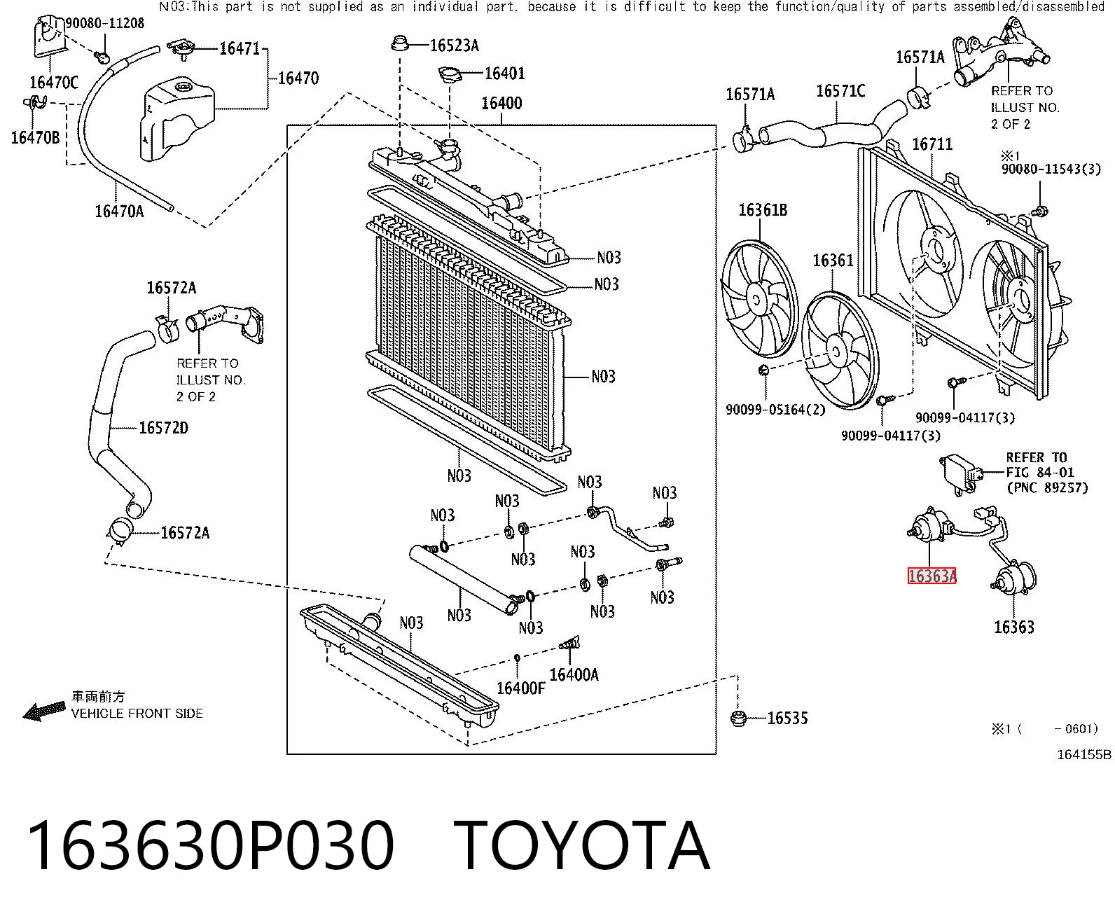 163630P030 Toyota Мотор вентилятора системы охлаждения правый