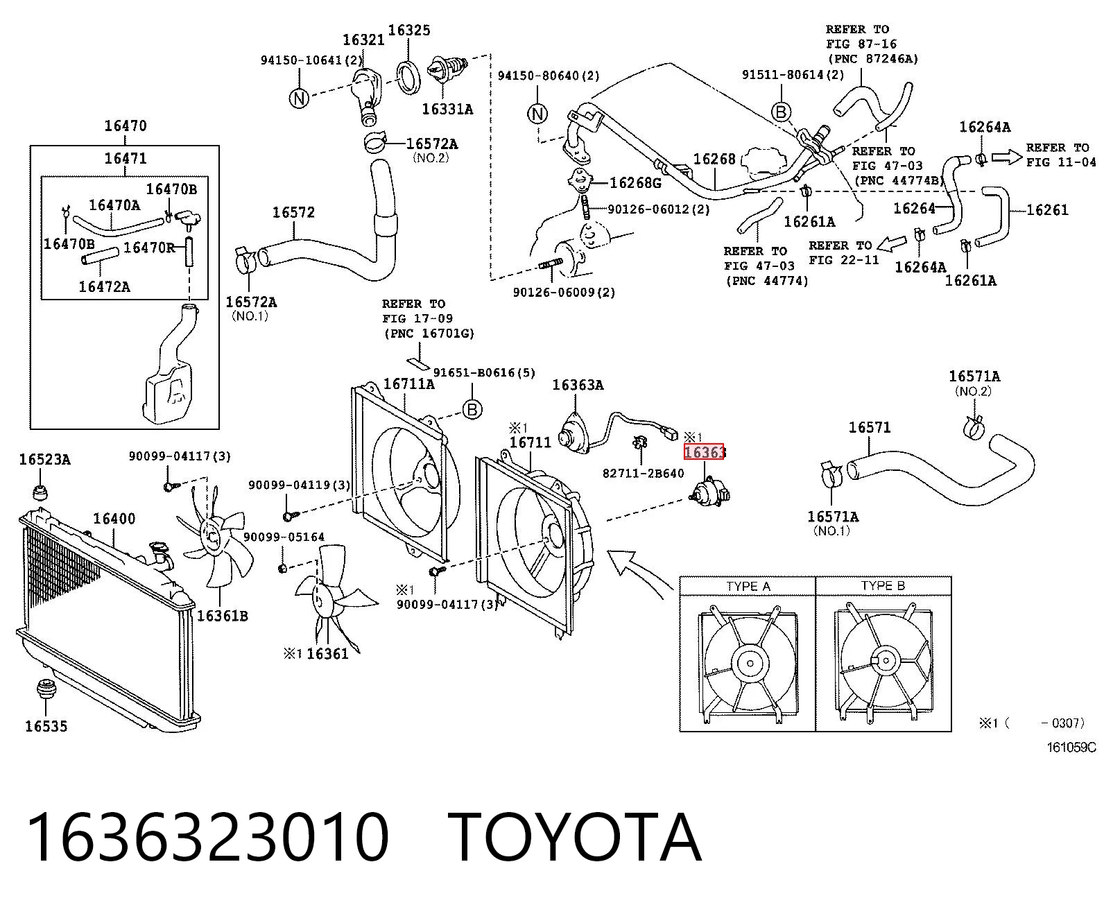 1636323010 Toyota Мотор вентилятора системы охлаждения левый