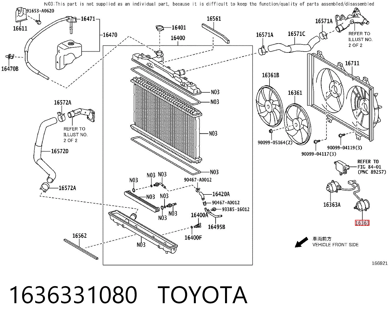 1636331080 Toyota Мотор вентилятора системы охлаждения левый