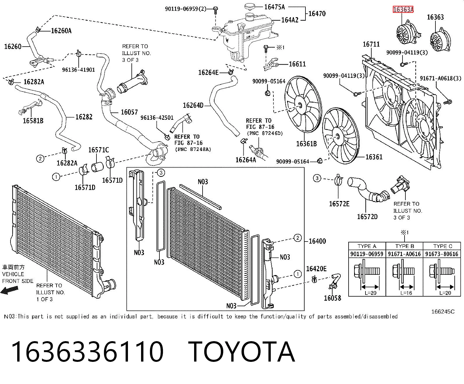 1636336110 Toyota Мотор вентилятора системы охлаждения правый