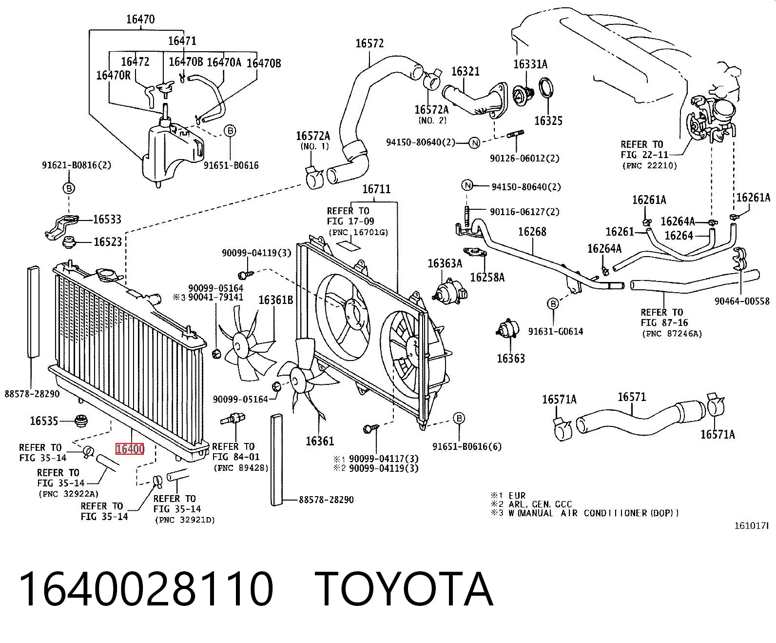 Радиатор основной на Toyota Previa  ACR3