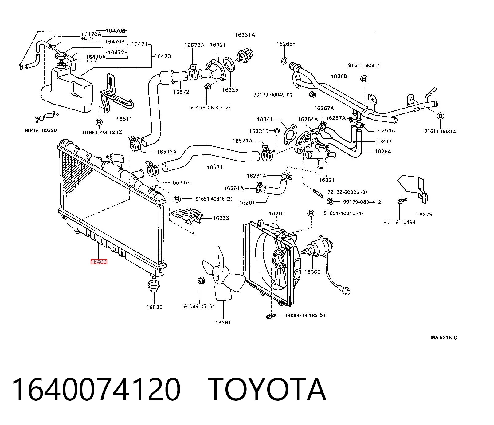 Радиатор основной на Toyota Camry II V2