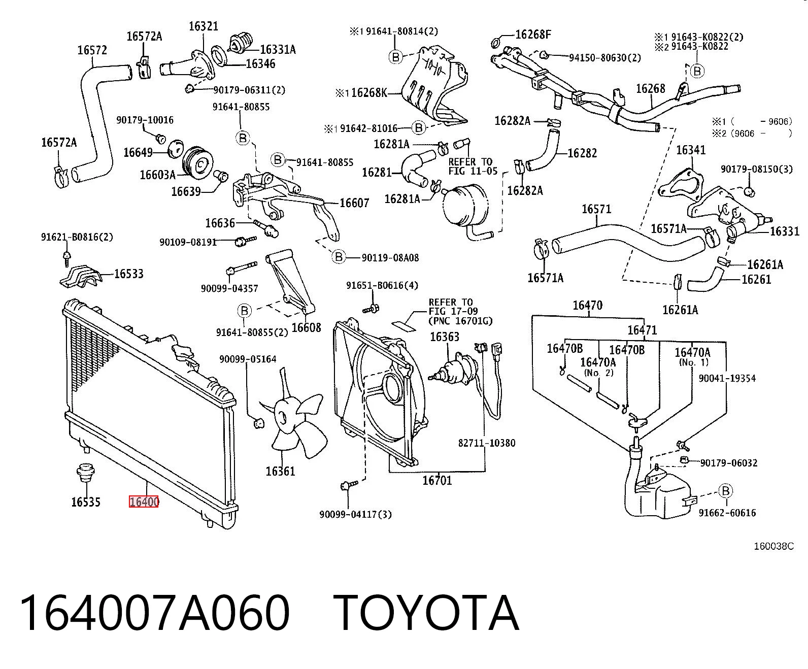164007A060 Toyota Радиатор основной