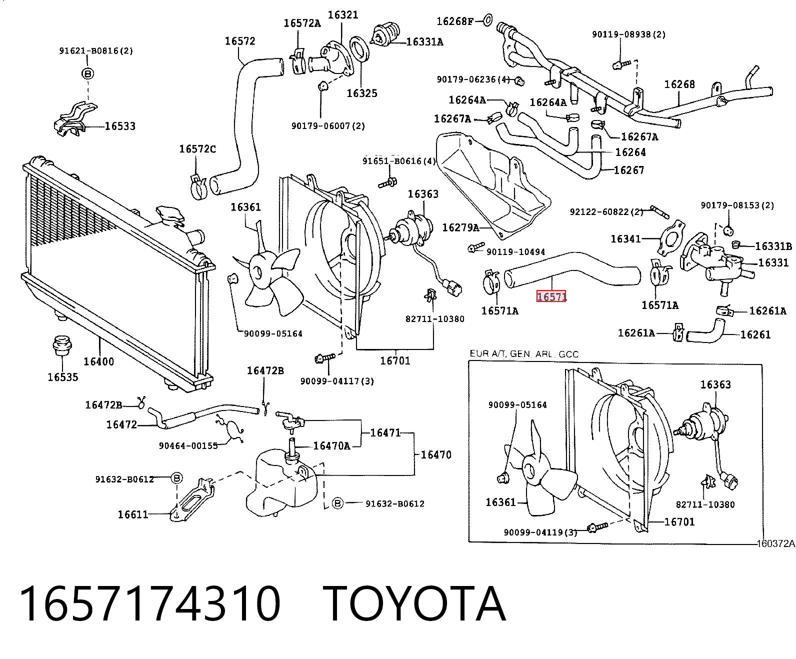 1657174310 Toyota Шланг системы охлаждения
