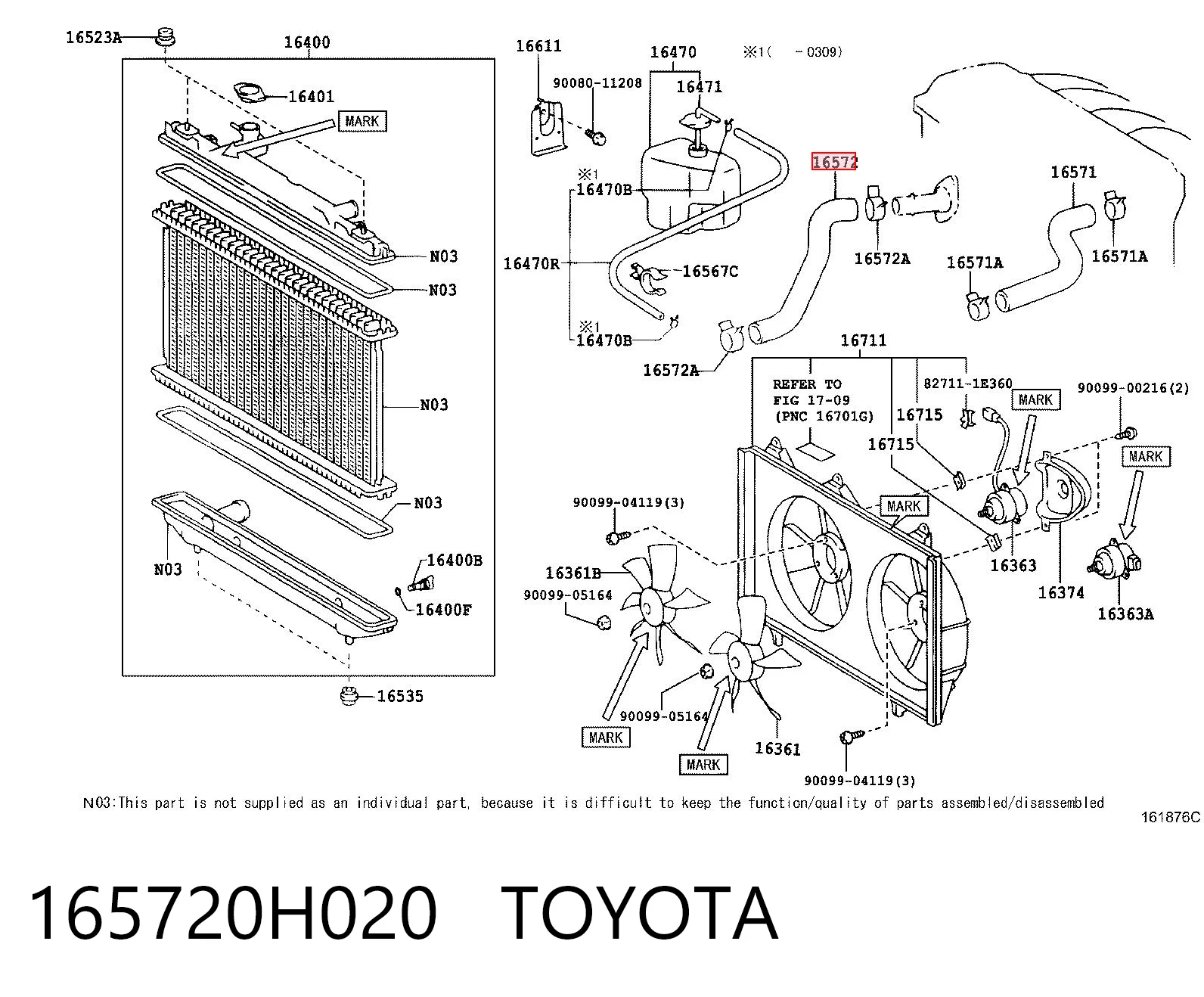 165720H020 Toyota Патрубок радиатора охлаждения нижний