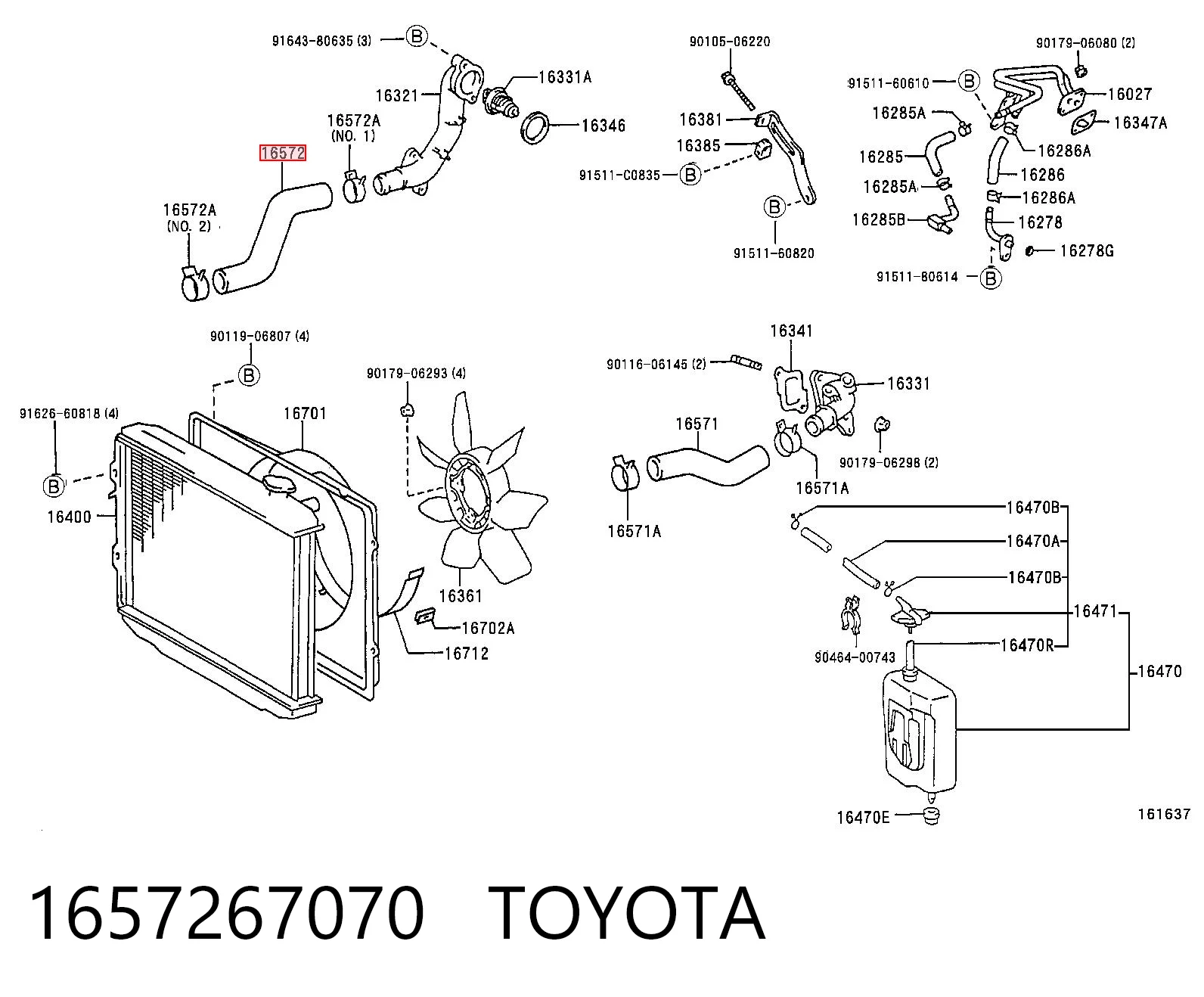 Шланг системы охлаждения на Toyota Land Cruiser 90 J9