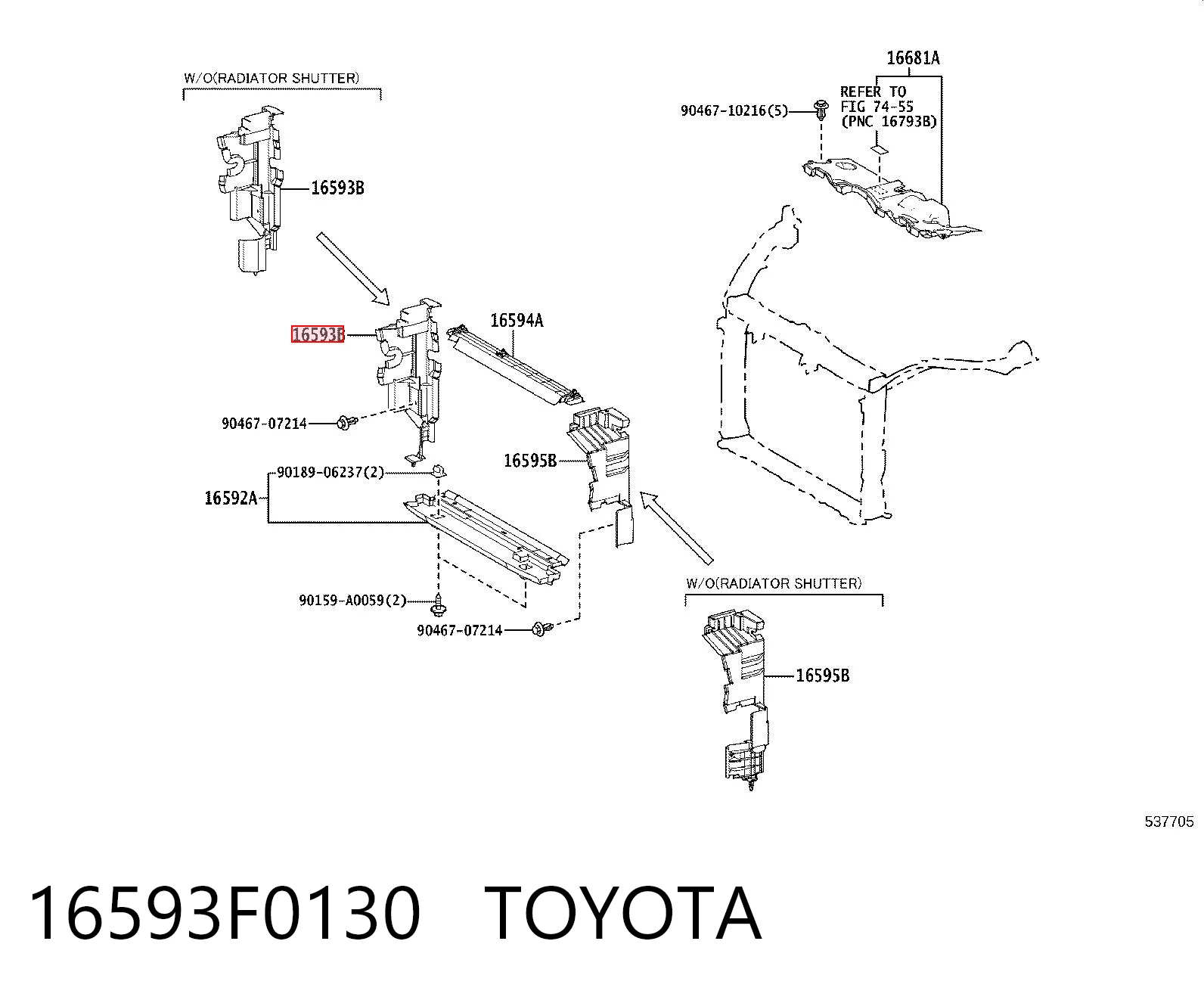 16593F0130 Toyota Воздуховод (дефлектор) радиатора правый