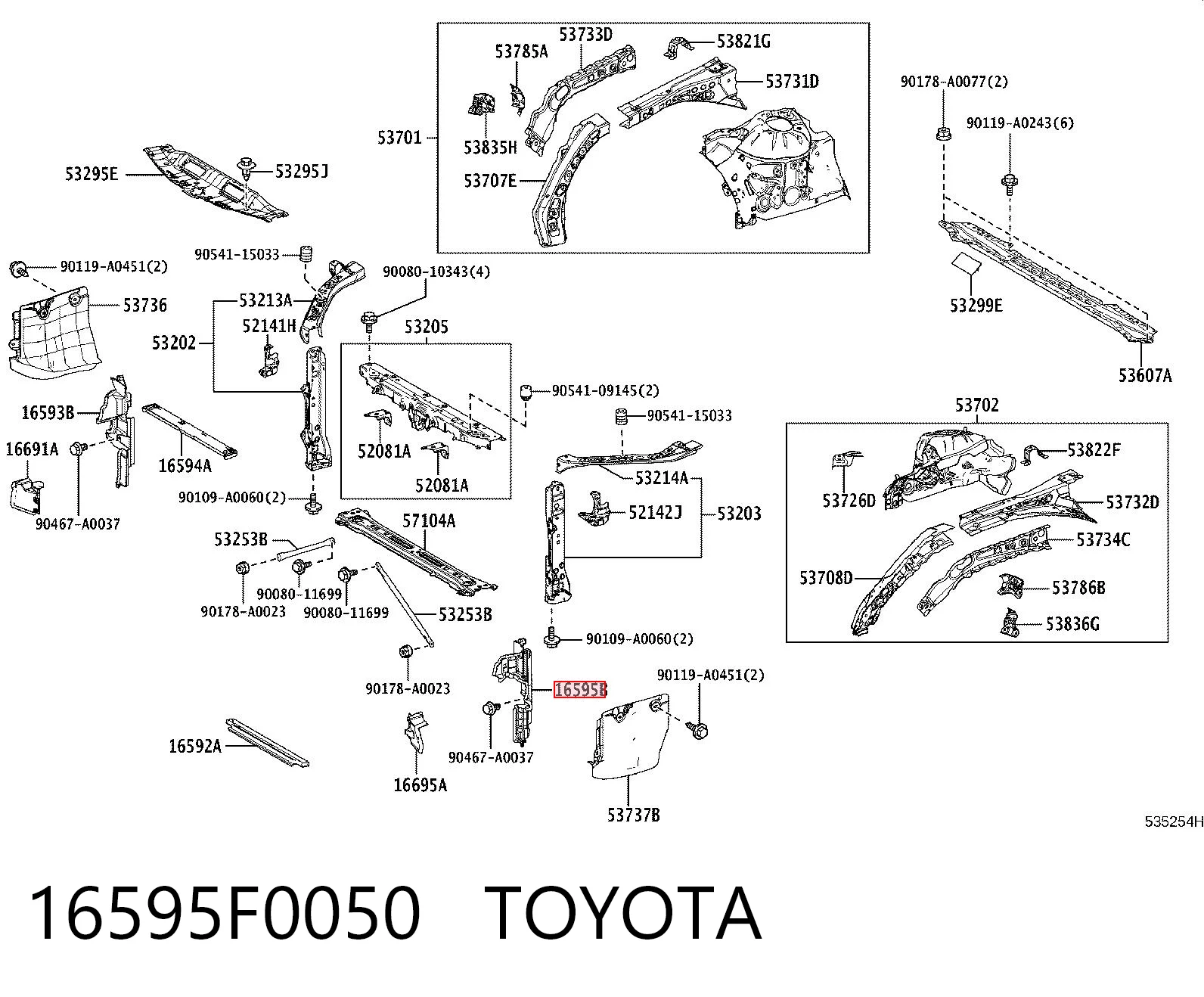 16595F0050 Toyota Воздуховод (дефлектор) радиатора левый