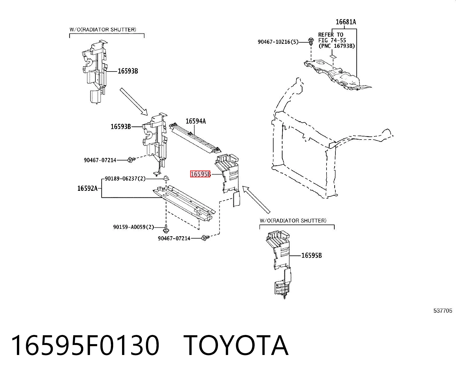 16595F0130 Toyota Воздуховод (дефлектор) радиатора левый