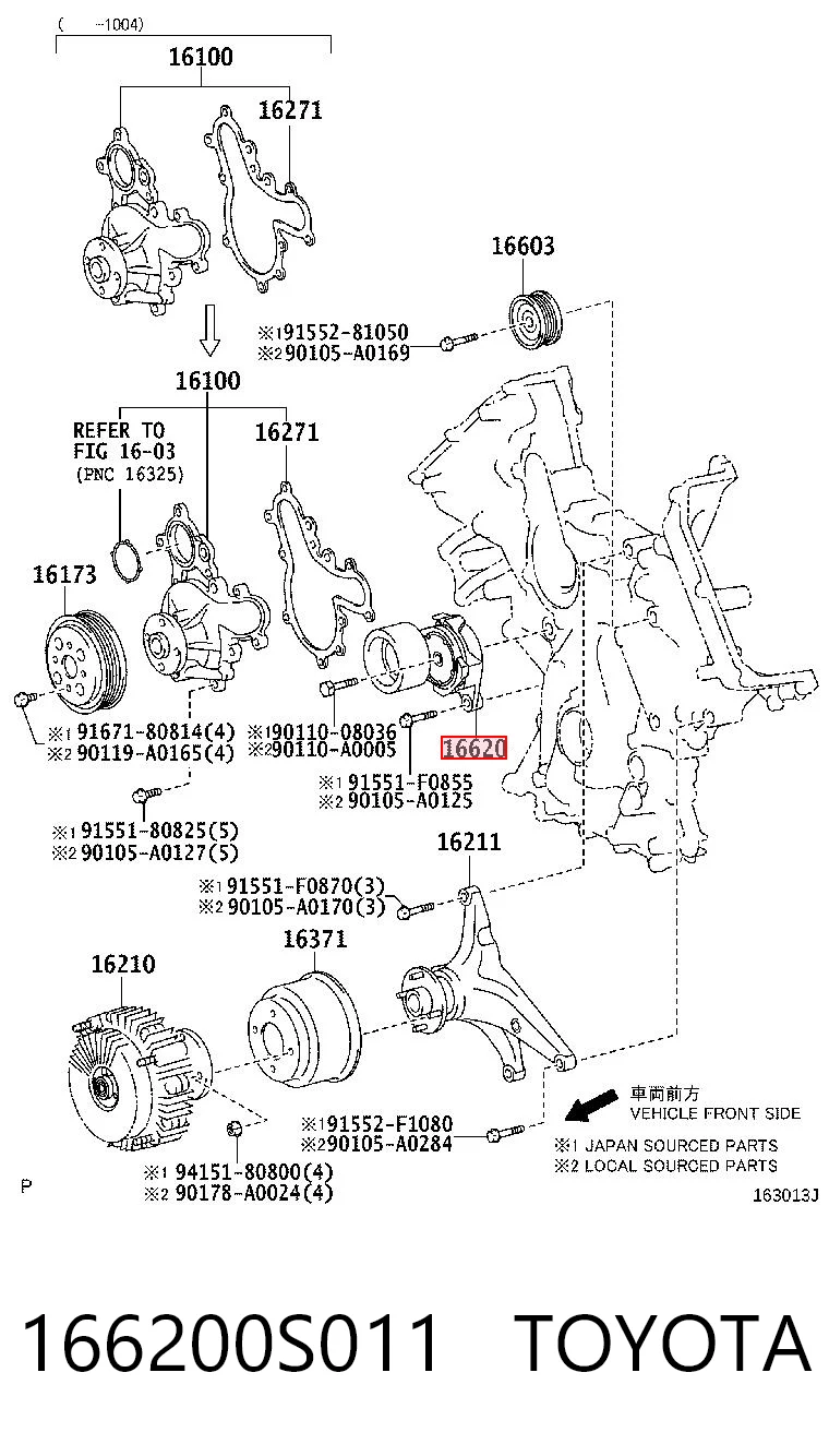 166200S011 Toyota Натяжитель клинового ремня