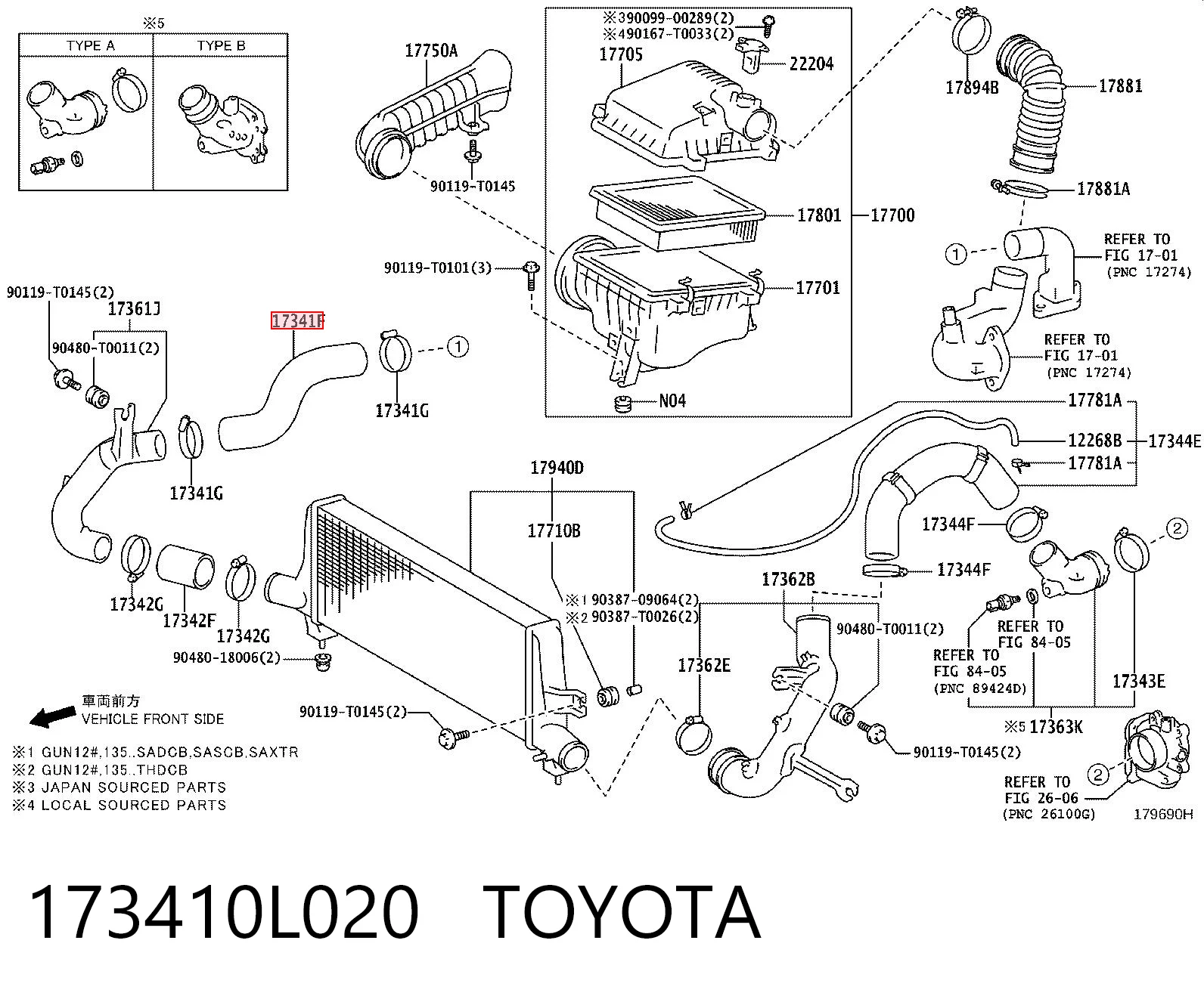 173410L020 Toyota Патрубок интеркуллера