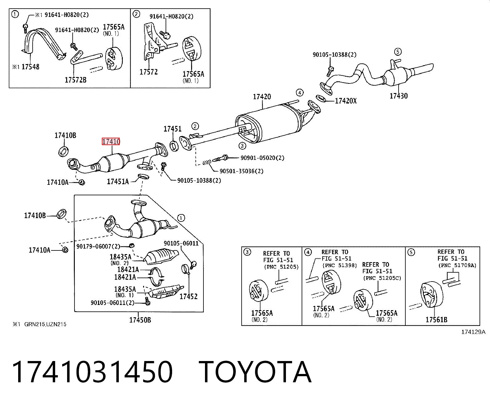 1741031450 Toyota Труба приемная (штаны) глушителя передняя правая
