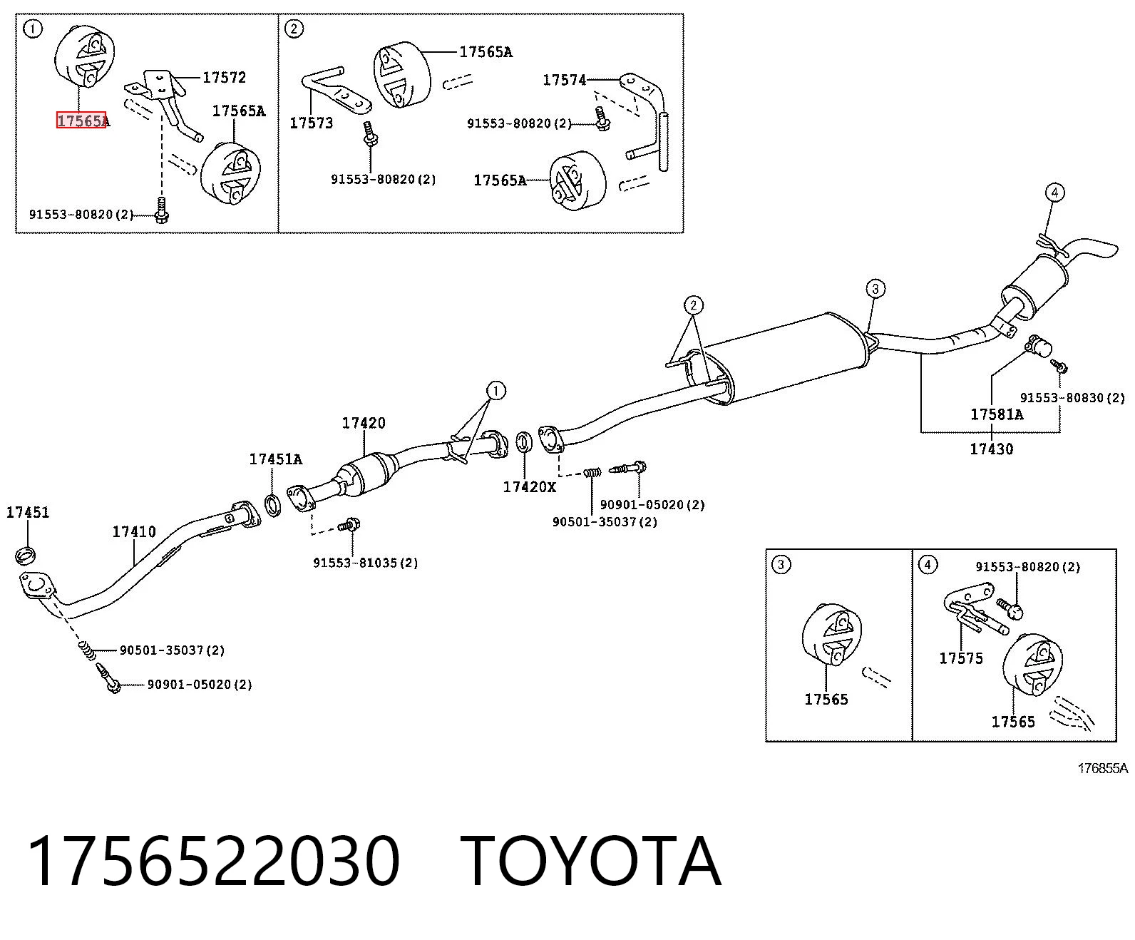 1756522030 Toyota Крепление глушителя