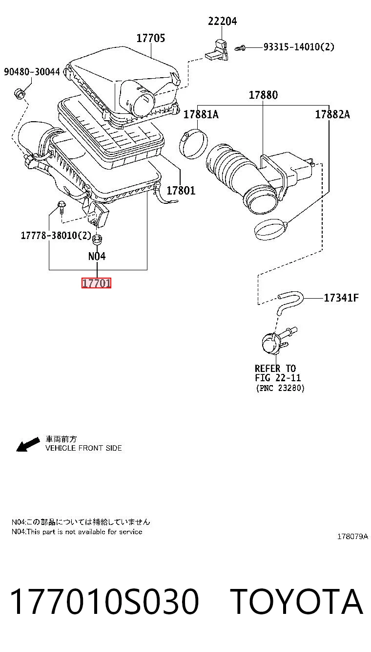 177010S030 Toyota Корпус воздушного фильтра, нижняя часть