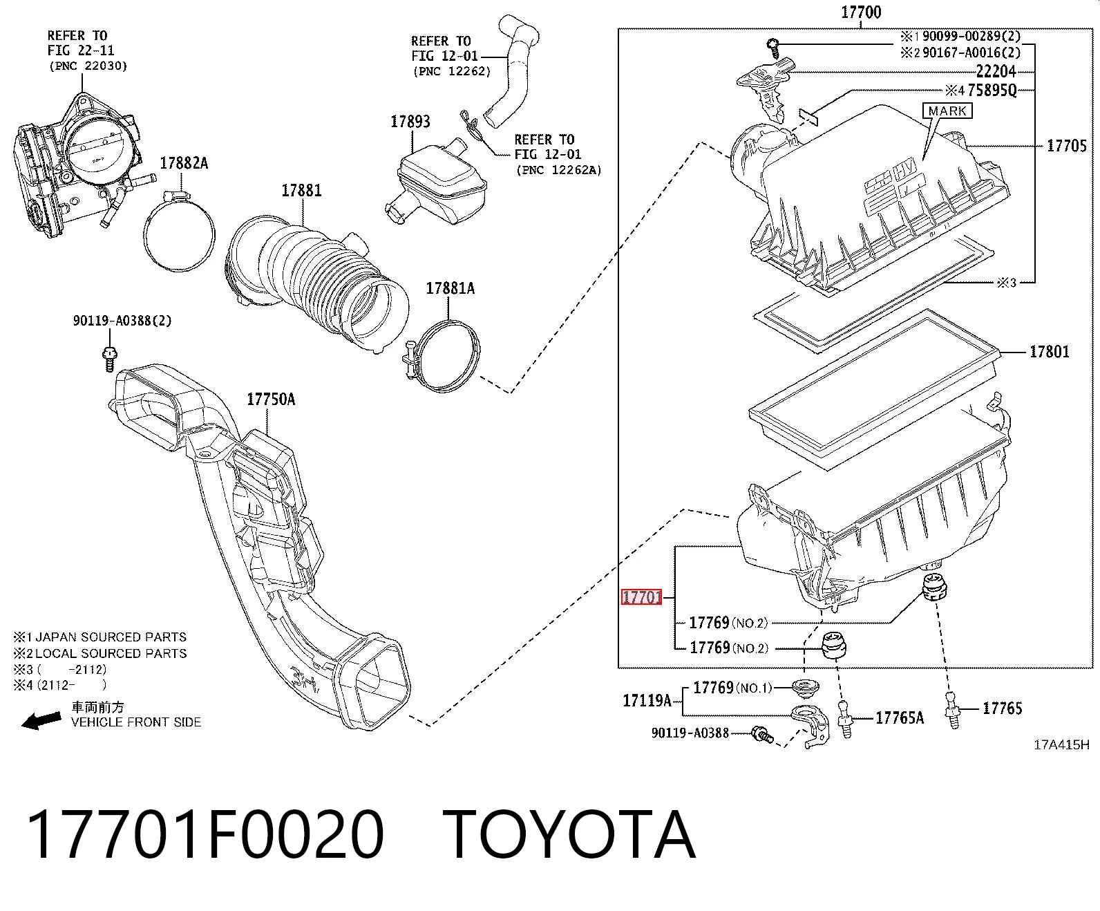 17701F0020 Toyota Корпус воздушного фильтра, нижняя часть