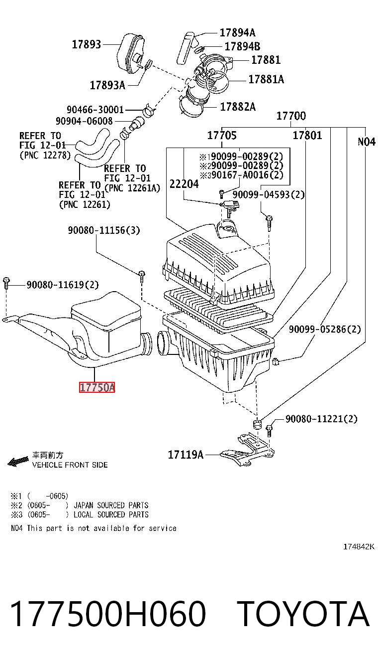 177500H060 Toyota Воздухозаборник воздушного фильтра
